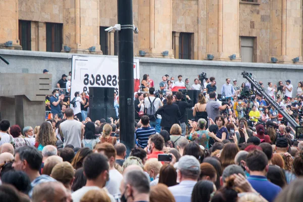 Tbilisi Geórgia Julho 2021 Manifestação Foi Organizada Devido Morte Jornalista — Fotografia de Stock