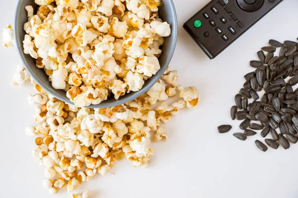 Palomitas Fritas Fondo Blanco Controlador — Foto de Stock