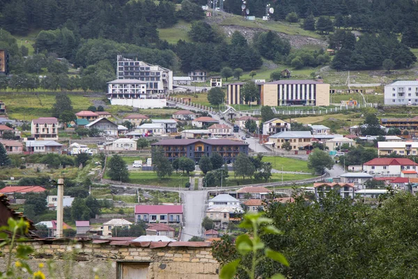 Vista Cidade Stepantsminda Geórgia Casas Antigas Vista Montanha — Fotografia de Stock