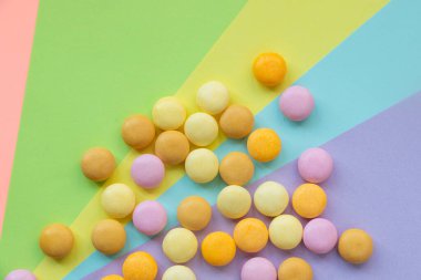 Candy on the color background