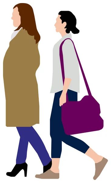 Illustration Vectorielle Silhouette Des Personnes Vie Quotidienne Commune Femmes — Image vectorielle