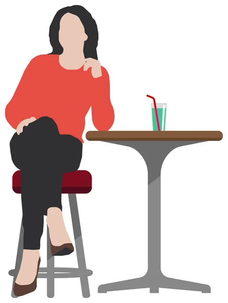 Illustration Vectorielle Silhouette Personnes Vie Quotidienne Commune Femme Dans Café — Image vectorielle