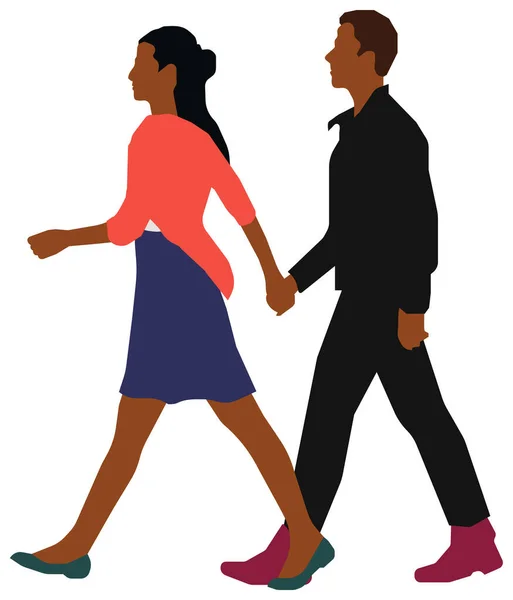 Noir Vie Quotidienne Commune Silhouette Vectoriel Illustration Couple Marche — Image vectorielle