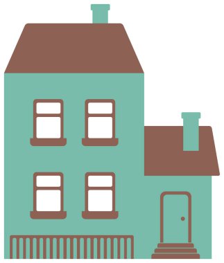 çizgi film binası / ev düz tasarım çizimi (ön görünüm)