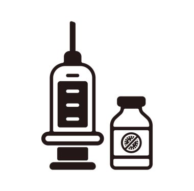 Aşı ve enjeksiyon vektör çizimi (covid-19, koronavirüs aşısı)