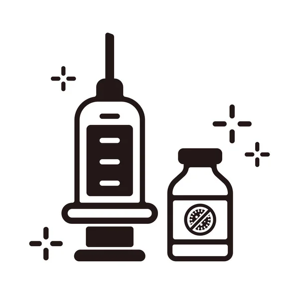 Illustrazione Dell Icona Del Vaccino Del Vettore Iniezione Covid Vaccino — Vettoriale Stock
