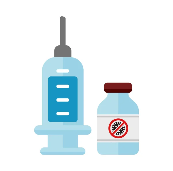 Injectie Vaccinvectoricoon Illustratie Covid Coronavirusvaccin — Stockvector