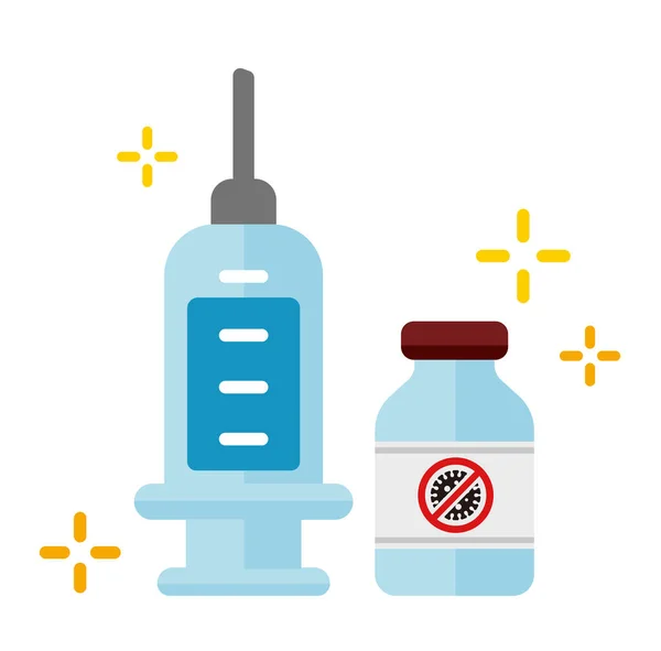 Ilustração Ícone Vetor Injeção Vacina Covid Vacina Coronavírus —  Vetores de Stock