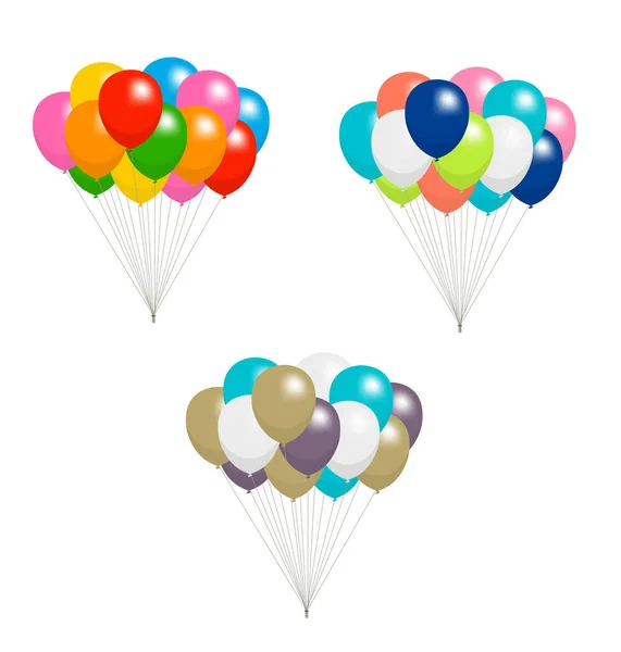 Bunte Heliumballons Vektor Illustrationsset — Stockvektor