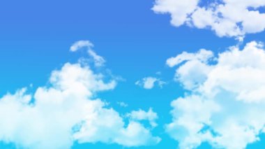Mavi gökyüzünde akan bulutların animasyonu / 4K