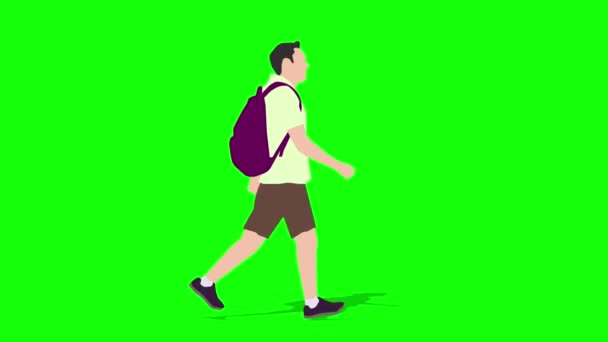 Caminante Silueta Hombre Animación Dibujos Animados Animación Loop Vídeo Fondo — Vídeos de Stock