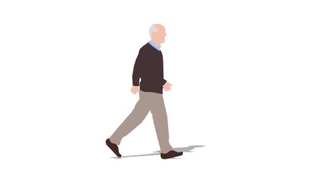 シニア人の漫画のアニメーションを歩く ループアニメーション 4Kビデオ — ストック動画