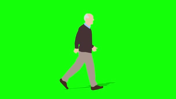 Κινούμενα Σχέδια Για Ηλικιωμένους Loop Animation Βίντεο Πράσινο Φόντο Για — Αρχείο Βίντεο