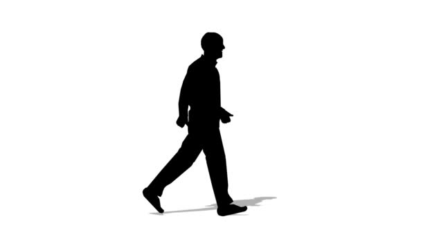 Wandelen Silhouet Senior Persoon Cartoon Animatie Lusanimatie Video — Stockvideo