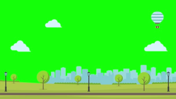 Анимация Зеленого Парка Видео Зеленый Фон Прозрачного Использования — стоковое видео