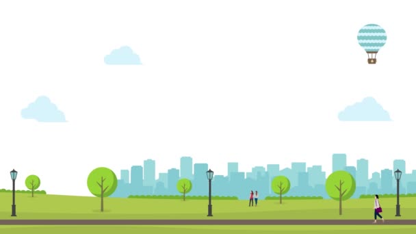 Анимация Людей Гуляющих Зеленом Парке Видео — стоковое видео