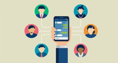 Akıllı telefon vektör illüstrasyonu (SNS, Sohbet uygulaması motifi )