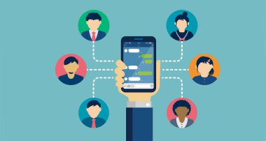 Akıllı telefon vektör illüstrasyonu (SNS, Sohbet uygulaması motifi )