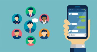 Akıllı telefon vektör illüstrasyonu (SNS, Sohbet uygulaması motifi )