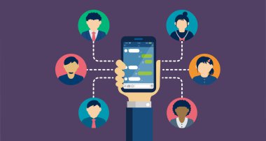 Akıllı telefon vektör illüstrasyonu (SNS, Sohbet uygulaması motifi )