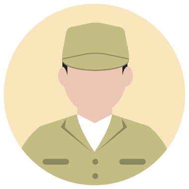 Dairesel işçi avatar ikonu çizimi (üst vücut) / mavi yakalı işçi, fabrika işçisi, hademe, servis elemanı