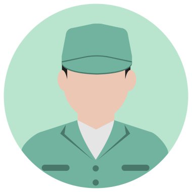 Dairesel işçi avatar ikonu çizimi (üst vücut) / mavi yakalı işçi, fabrika işçisi, hademe, servis elemanı