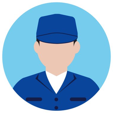 Dairesel işçi avatar ikonu çizimi (üst vücut) / mavi yakalı işçi, fabrika işçisi, hademe, servis elemanı