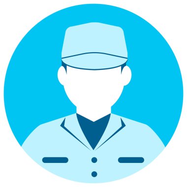 Dairesel işçi avatar ikonu çizimi (üst vücut) / mavi yakalı işçi, fabrika işçisi, hademe, servis elemanı