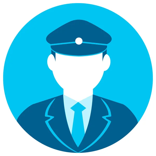 円形労働者アバターアイコンイラスト 上半身 警察官 バス運転手 — ストックベクタ