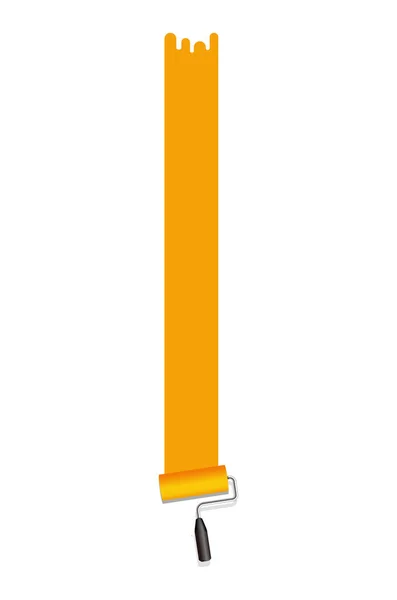 Roller Painter Paintbrush Vector Illustration Orange Long Stroke — 스톡 벡터