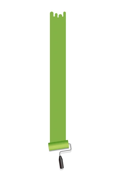 Маляр Ролик Векторная Иллюстрация Кистью Зеленый Длинный Штрих — стоковый вектор