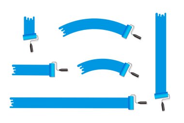 Paten ressamı, boya fırçası vektör çizimi. Çeşitli şekiller (mavi) )