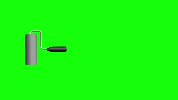 Roller Målare Pensel Action Animation Mp4 Grön Bakgrund För Transparent — Stockvideo