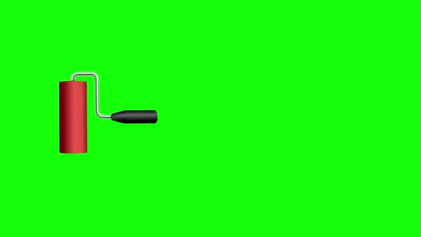 Roller Målare Pensel Action Animation Mp4 Grön Bakgrund För Transparent — Stockvideo
