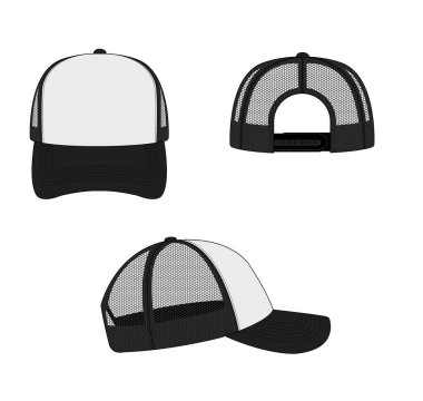 trucker cap / mesh cap template illustration ( black)	