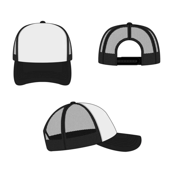 Trucker Cap Mesh Cap Template Illustration Black — Stok Vektör