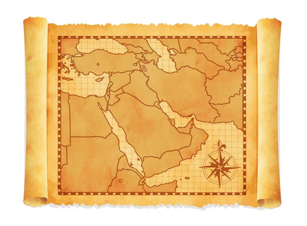 Old Vintage Middle East Western Asia Map Vector Illustratio — Stock Vector