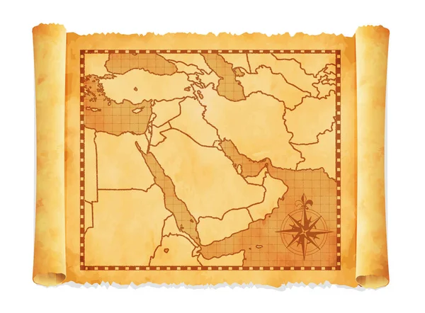 Vieux Millésime Moyen Orient Asie Occidentale Carte Vectorielle Illustratio — Image vectorielle