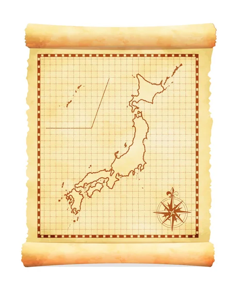 Stary Rocznik Japonia Mapa Wektor Ilustracja — Wektor stockowy