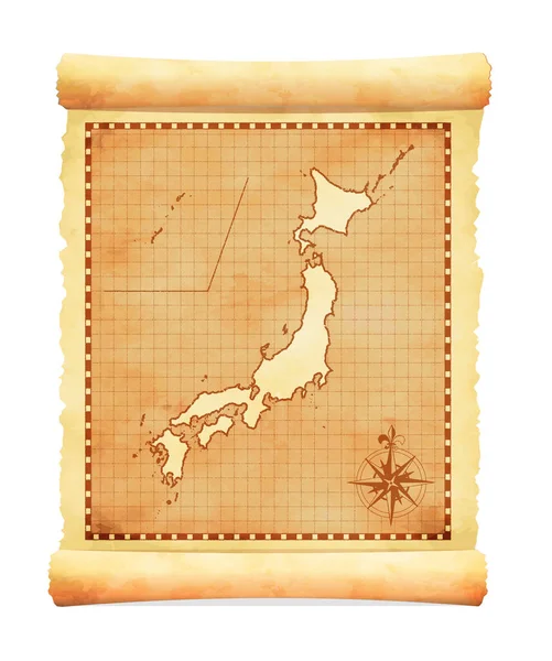 Régi Évjárat Japán Térkép Vektor Illusztráció — Stock Vector