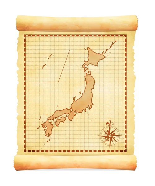 Régi Évjárat Japán Térkép Vektor Illusztráció — Stock Vector