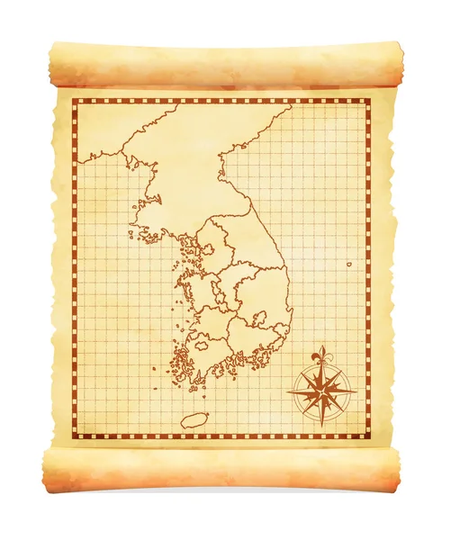 Ilustração Vetor Mapa Coréia Sul Vintage Velho — Vetor de Stock