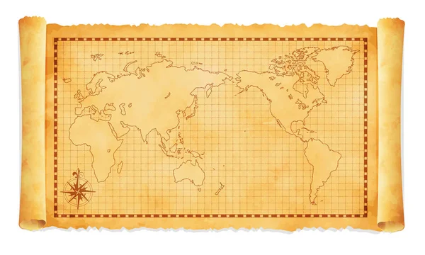 Starý Ročník Mapa Světa Vektorové Ilustrace — Stockový vektor