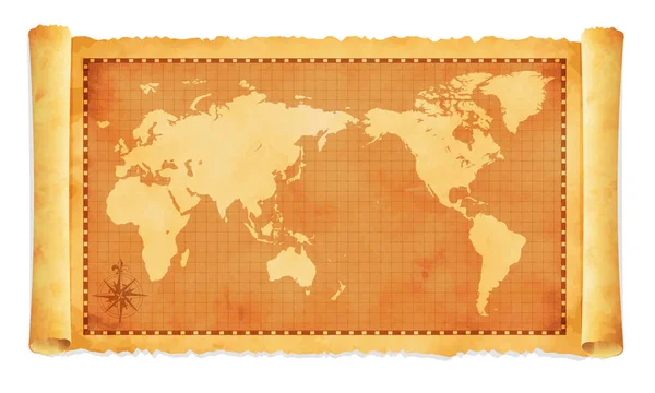 Old Vintage World Map Vector Illustration — Stock Vector