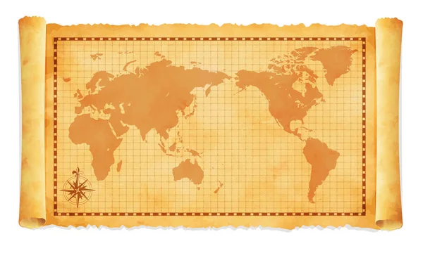 古老的世界地图矢量图解 — 图库矢量图片