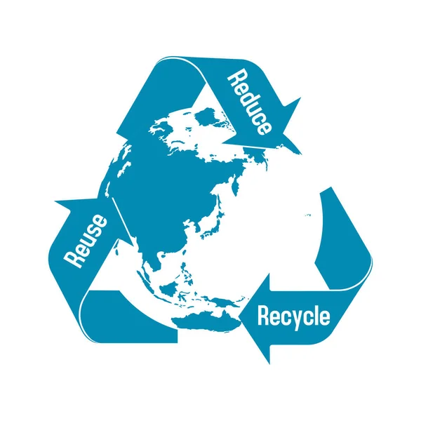 Pijlen Rond Aarde Vector Illustratie Recycle Ecologie Recycle Hergebruik Verminderen — Stockvector