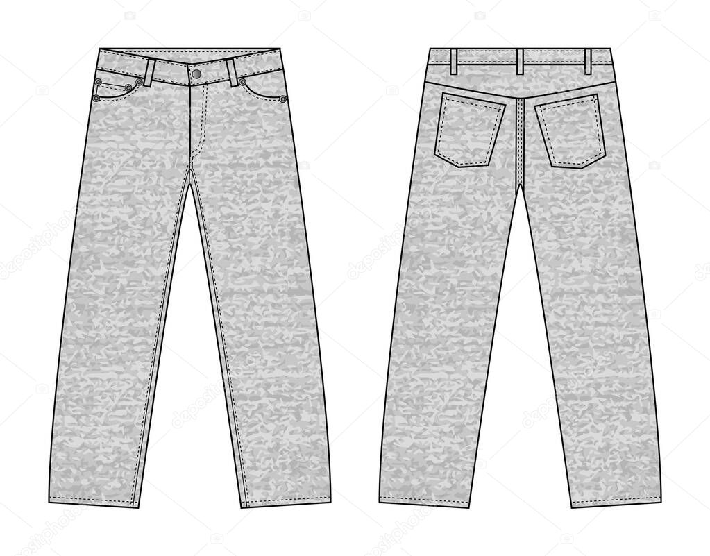 Vector illustration of slim denim pants