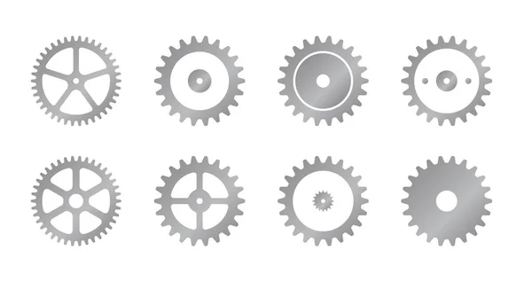 Machine Gear Cogwheel Vector Icon Illustration Set Silver — Stock Vector