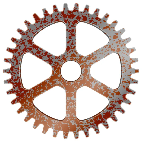 Realistic Rusty Machine Gear Cogwheel Vector Illustration — Stock Vector