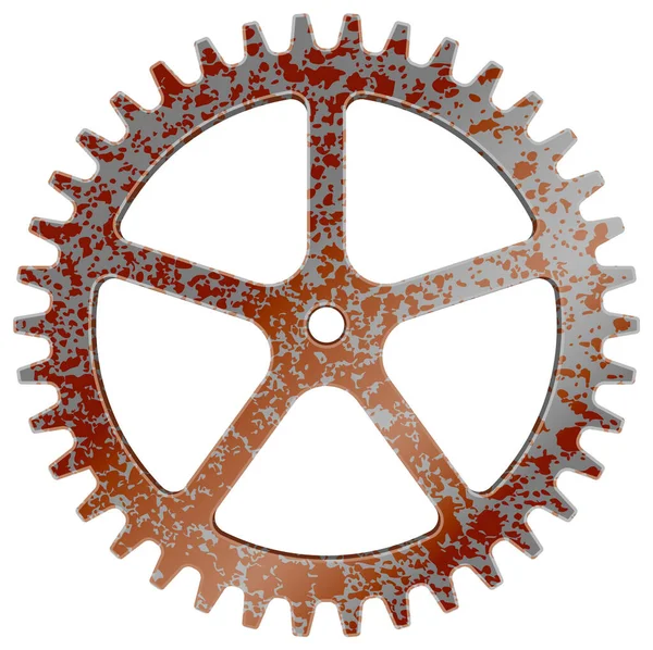 Realistic Rusty Machine Gear Cogwheel Vector Illustration — Stock Vector